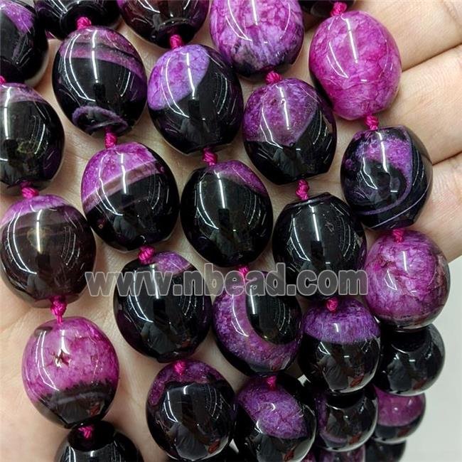Natural Druzy Agate Barrel Beads Hotpink Dye