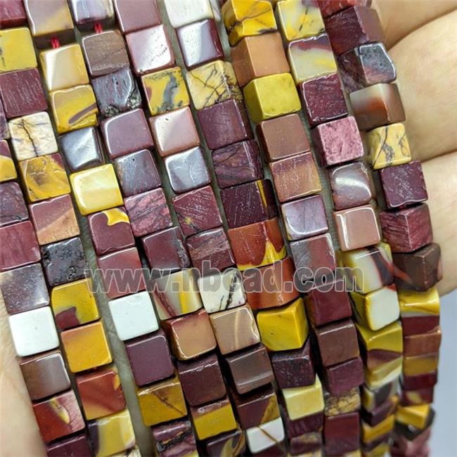 Natural Mookaite Cube Beads