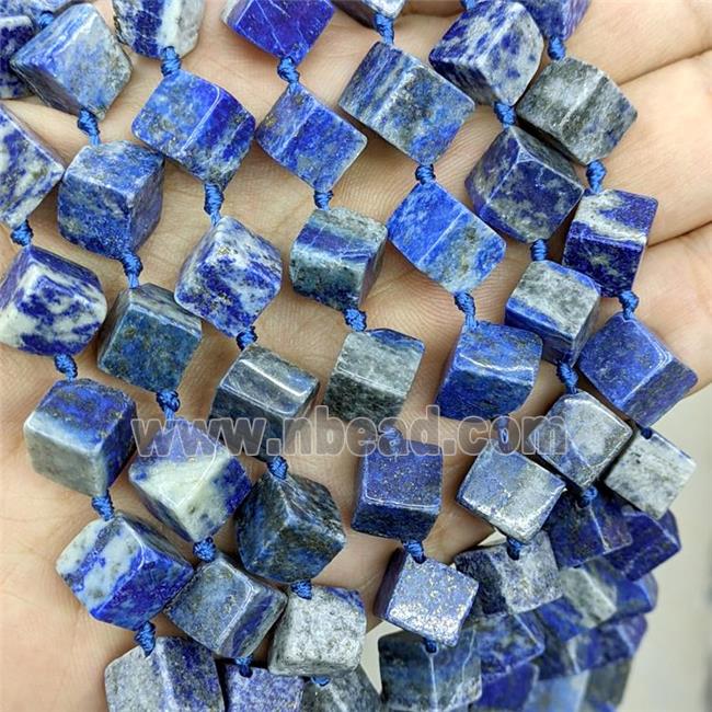 Natural Lapis Lazuli Cube Beads Blue Corner-Drilled