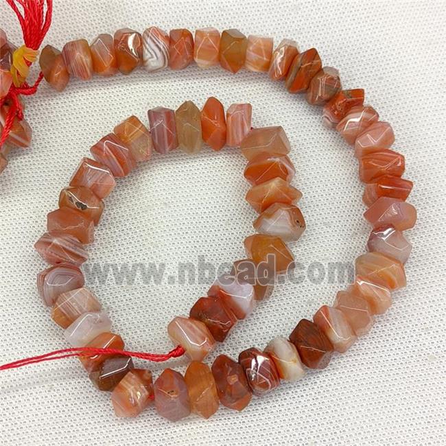 Natural Red Botswana Agate Beads Faceted Square