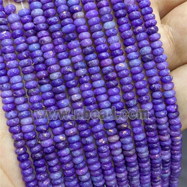 Natural Marble Beads Pave Gold Foil Smooth Rondelle Purple Dye 