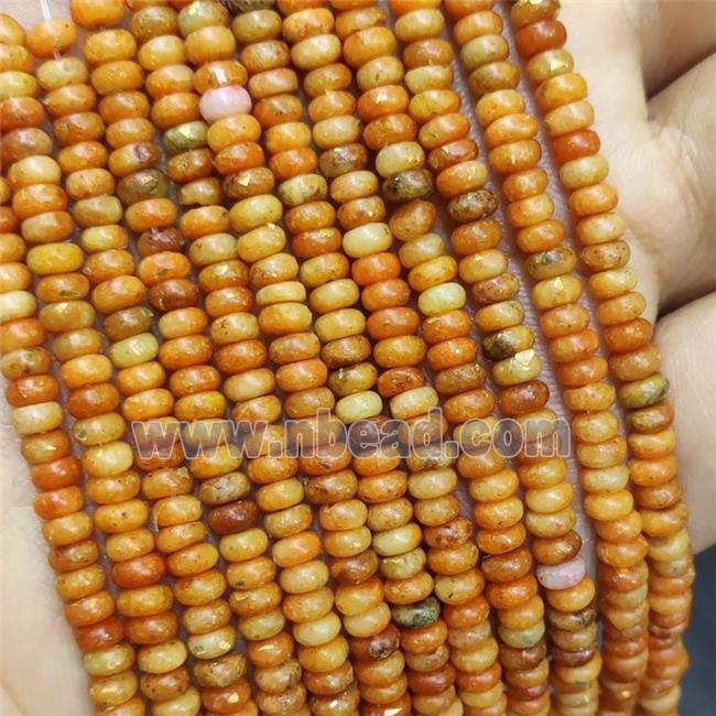 Natural Marble Beads Pave Gold Foil Smooth Rondelle Orange Dye 