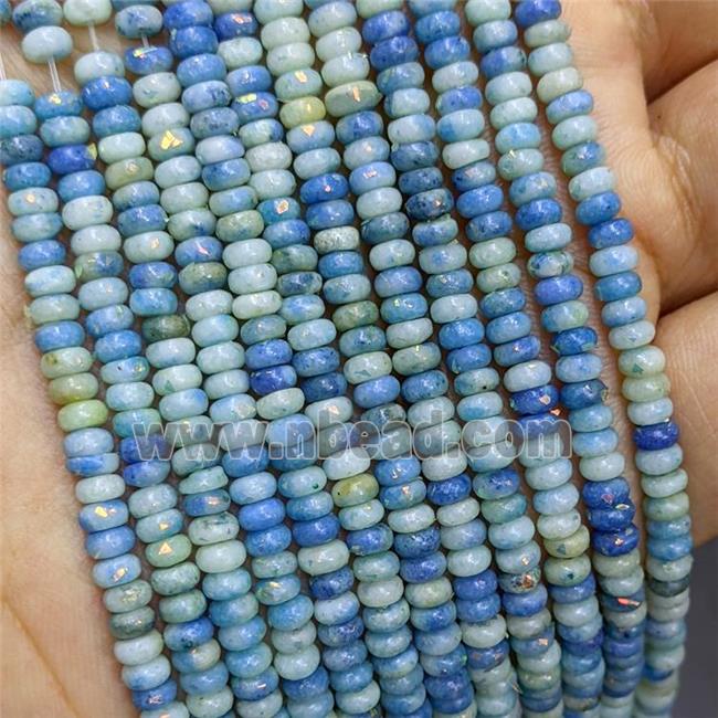 Natural Marble Beads Pave Gold Foil Smooth Rondelle Blue Dye 