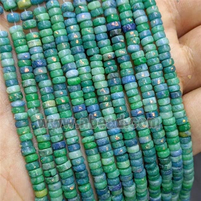 Natural Marble Heishi Beads Pave Gold Foil Green Dye 