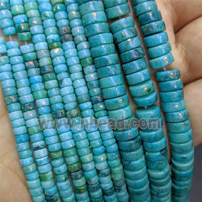 Natural Marble Heishi Beads Pave Gold Foil Blue Dye 