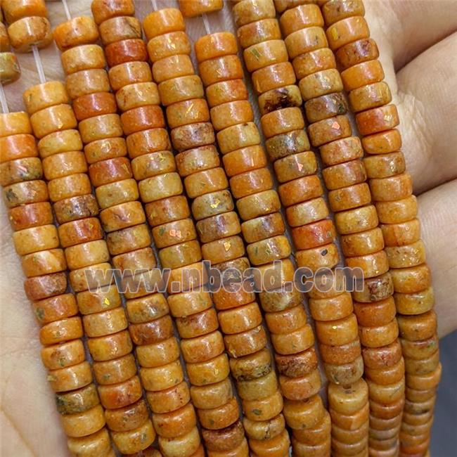 Natural Marble Heishi Beads Pave Gold Foil Orange Dye 