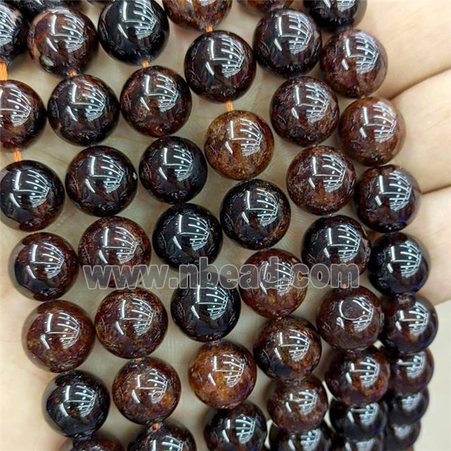 Natural Garnet Beads Smooth Round Orange