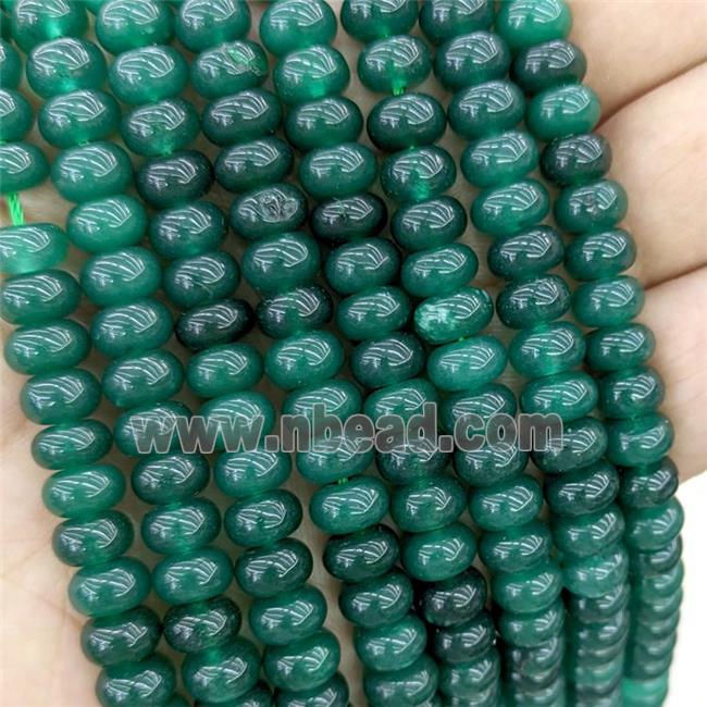 Natural Jade Rondelle Beads Smooth Green Dye