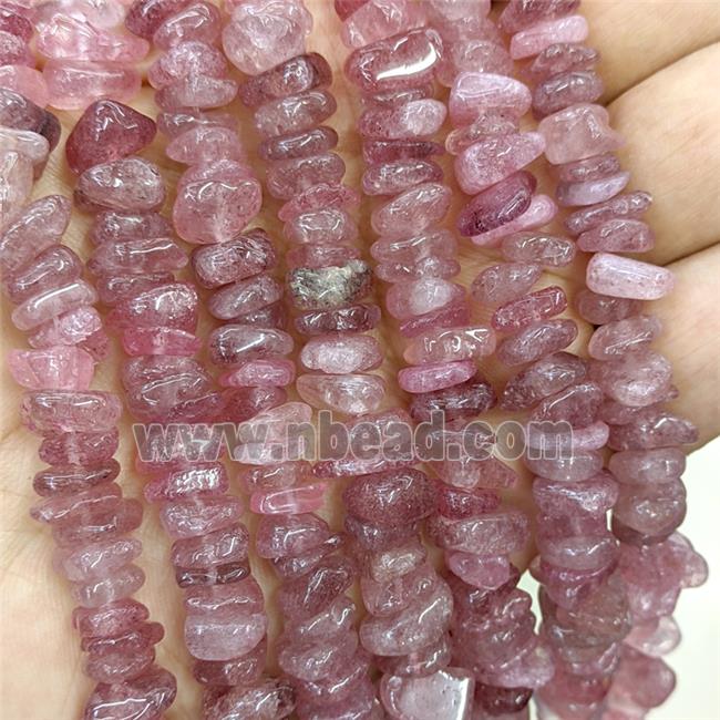 Natural Pink Strawberry Quartz Beads Chips Freeform
