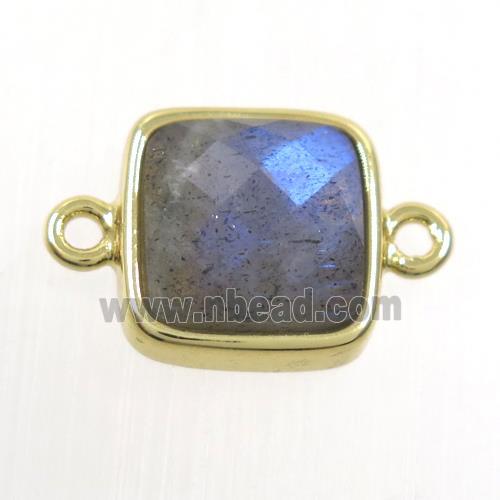 Labradorite connector, square, gold plated
