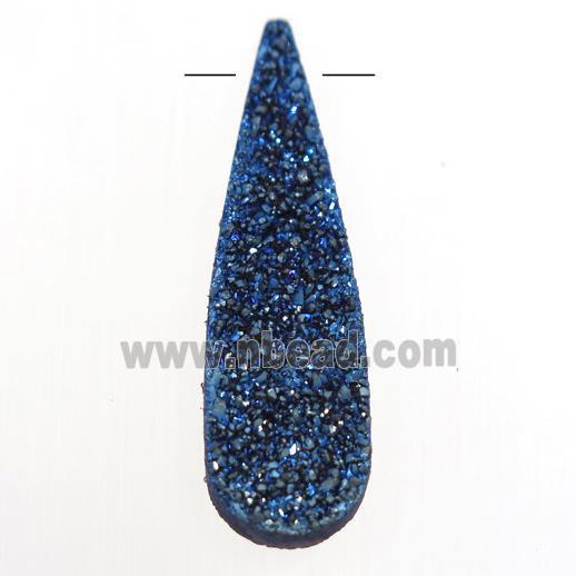 blue druzy quartz pendant, teardrop