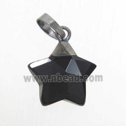 black onyx star pendant, black plated