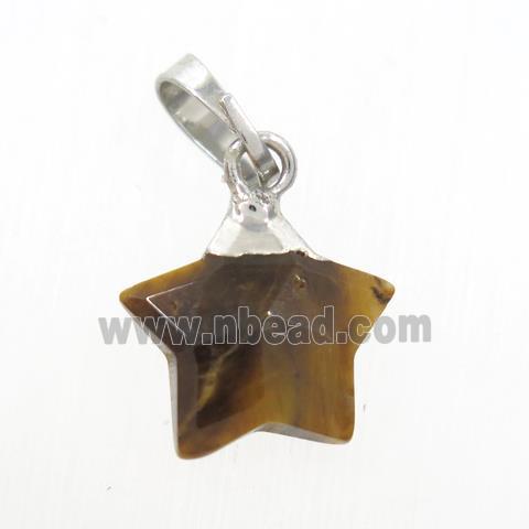 tiger eye stone star pendant, silver plated