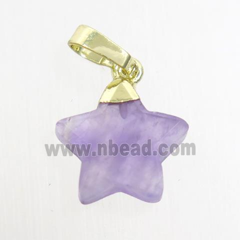 purple Amethyst star pendant, gold plated