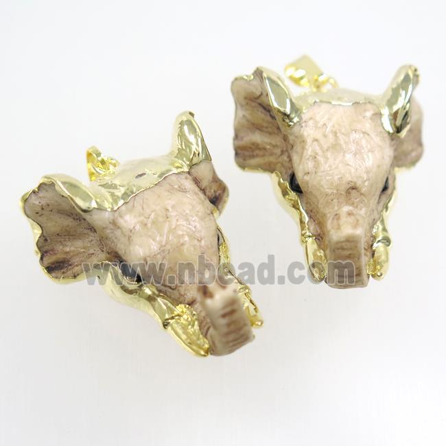 resin elephant pendant, gold plated