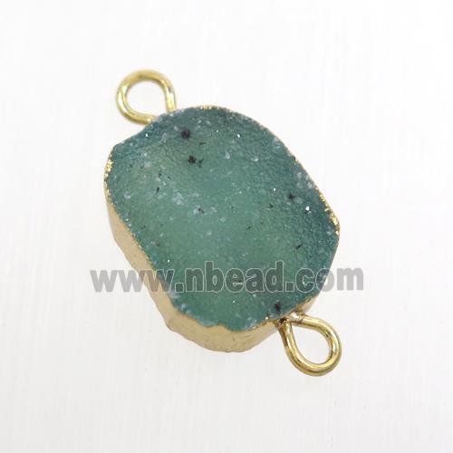 blue Druzy Agate connector, gold plated