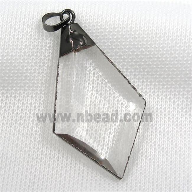 Glass crystal polygon pendants, black plated