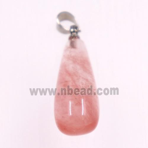 pink watermelon quartz teardrop pendants