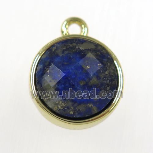 blue Lapis Lazuli circle pendant, gold plated