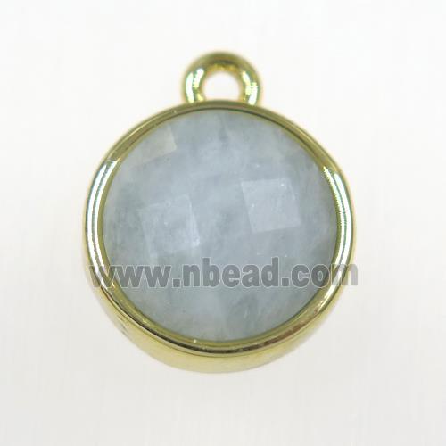 Aquamarine circle pendant, gold plated