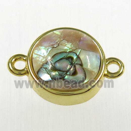 Paua Abalone shell connector, gold plated