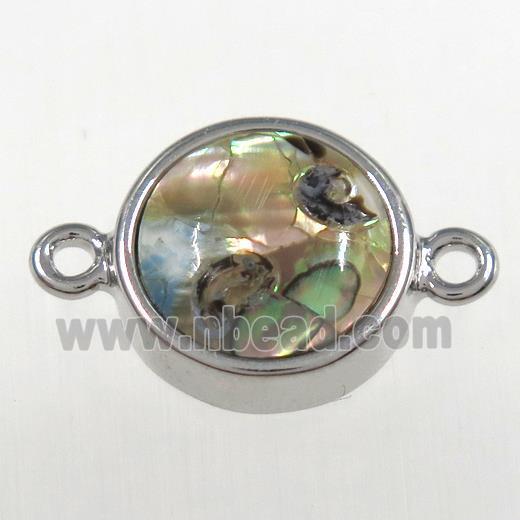 Paua Abalone shell connector, platinum plated