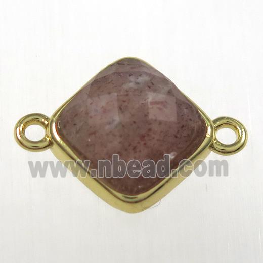 Strawberry Quartz connector, gold plated
