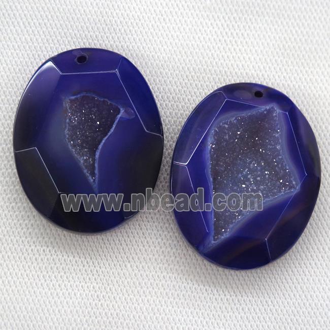 purple druzy agate pendants, faceted freeform