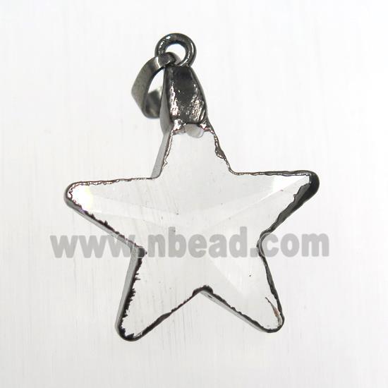 Glass crystal pendants, star, gold plated