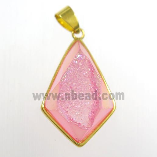 pink Druzy Agate teardrop pendant