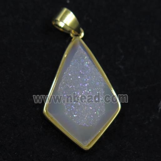 white AB-color Druzy Agate teardrop pendant