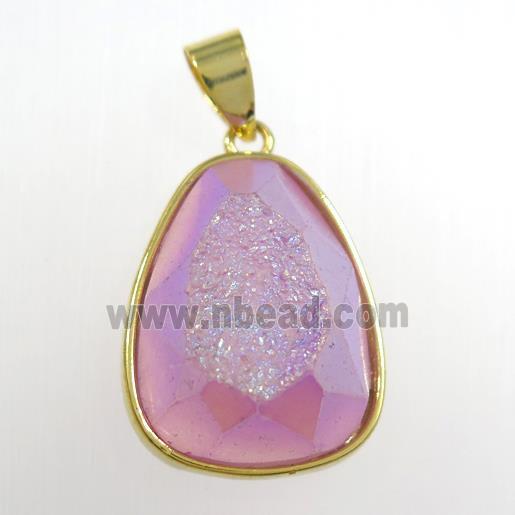 purple Druzy Agate teardrop pendant