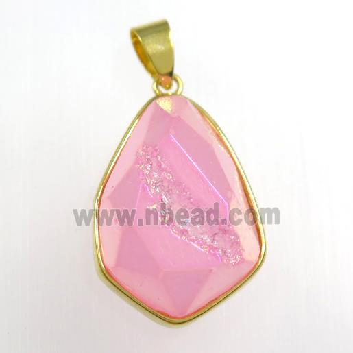 pink Druzy Agate teardrop pendant
