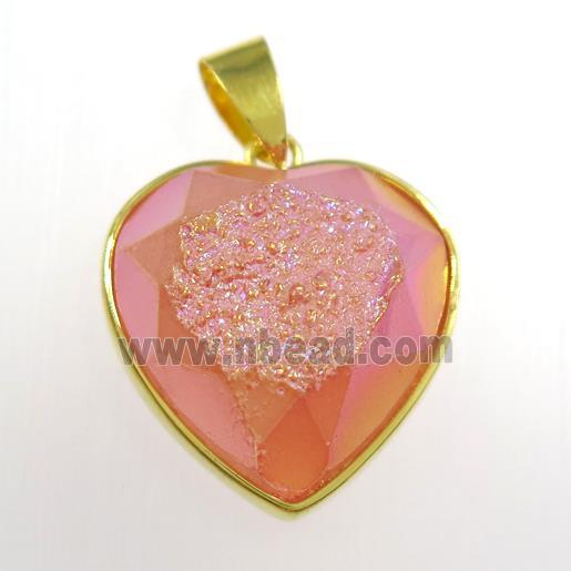 red Druzy Agate heart pendant
