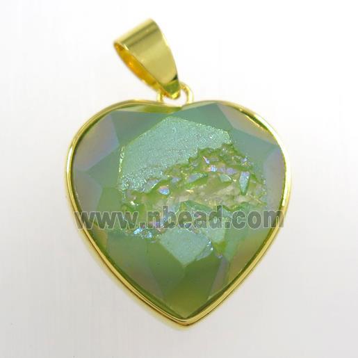 green Druzy Agate heart pendant