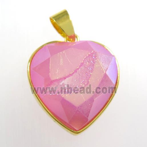 pink Druzy Agate heart pendant