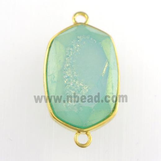 peacock green Druzy Agate oval connector