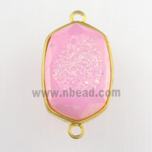 pink Druzy Agate oval connector