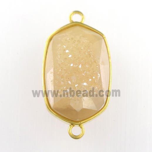 gold champagne Druzy Agate oval connector