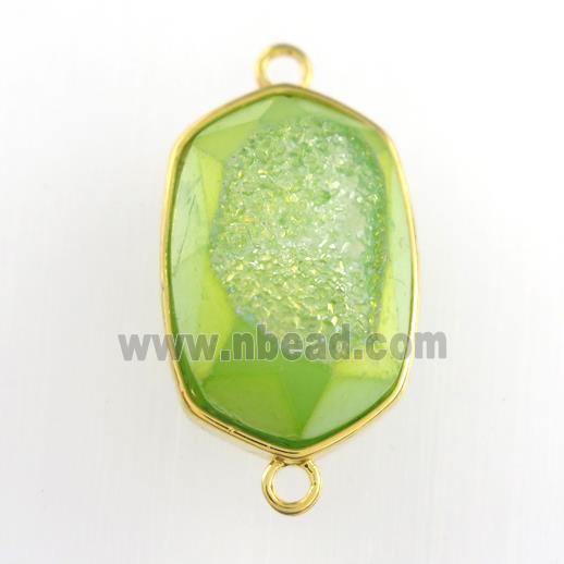 green Druzy Agate oval connector
