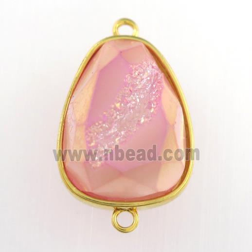 pink Druzy Agate teardrop connector