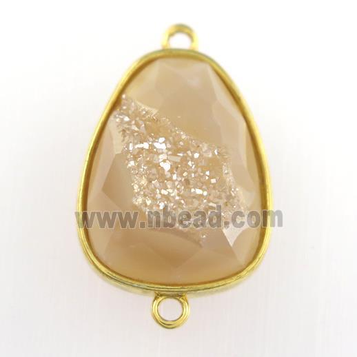 gold champagne Druzy Agate teardrop connector
