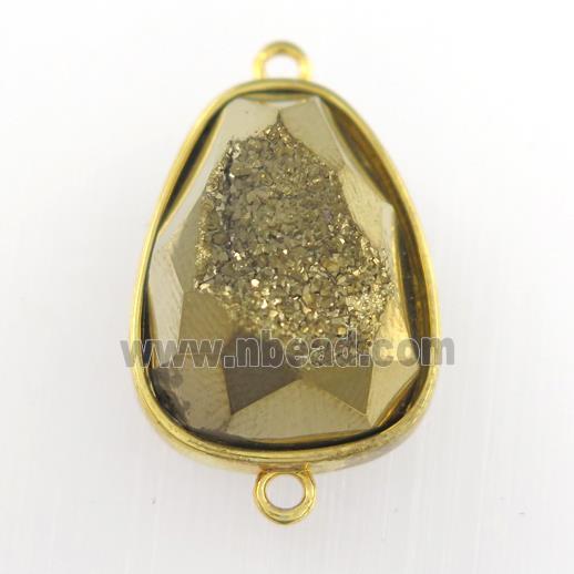 gold Druzy Agate teardrop connector
