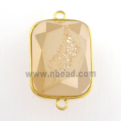 gold champagne Druzy Agate rectangle connector