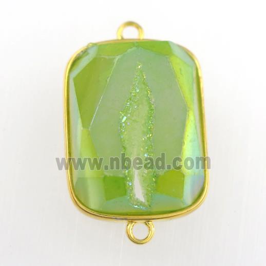 green Druzy Agate rectangle connector