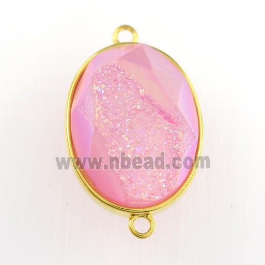 pink Druzy Agate oval connector