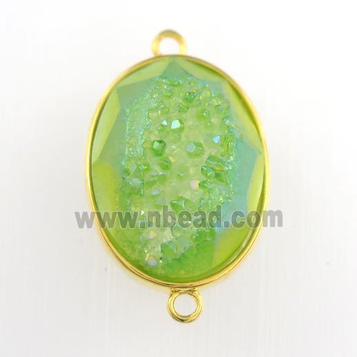 green Druzy Agate oval connector