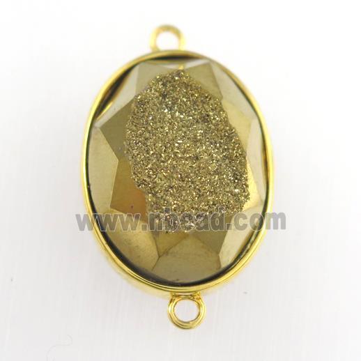 gold Druzy Agate oval connector