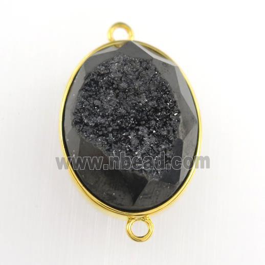 black Druzy Agate oval connector