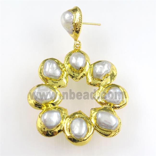 pearl earring, gold plated